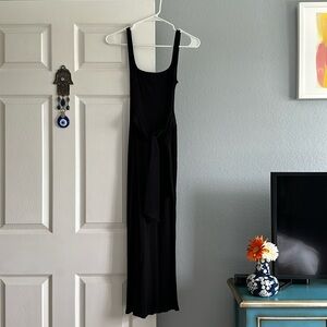 Vici square neck ribbed black tie dress. Size S. Form fitting